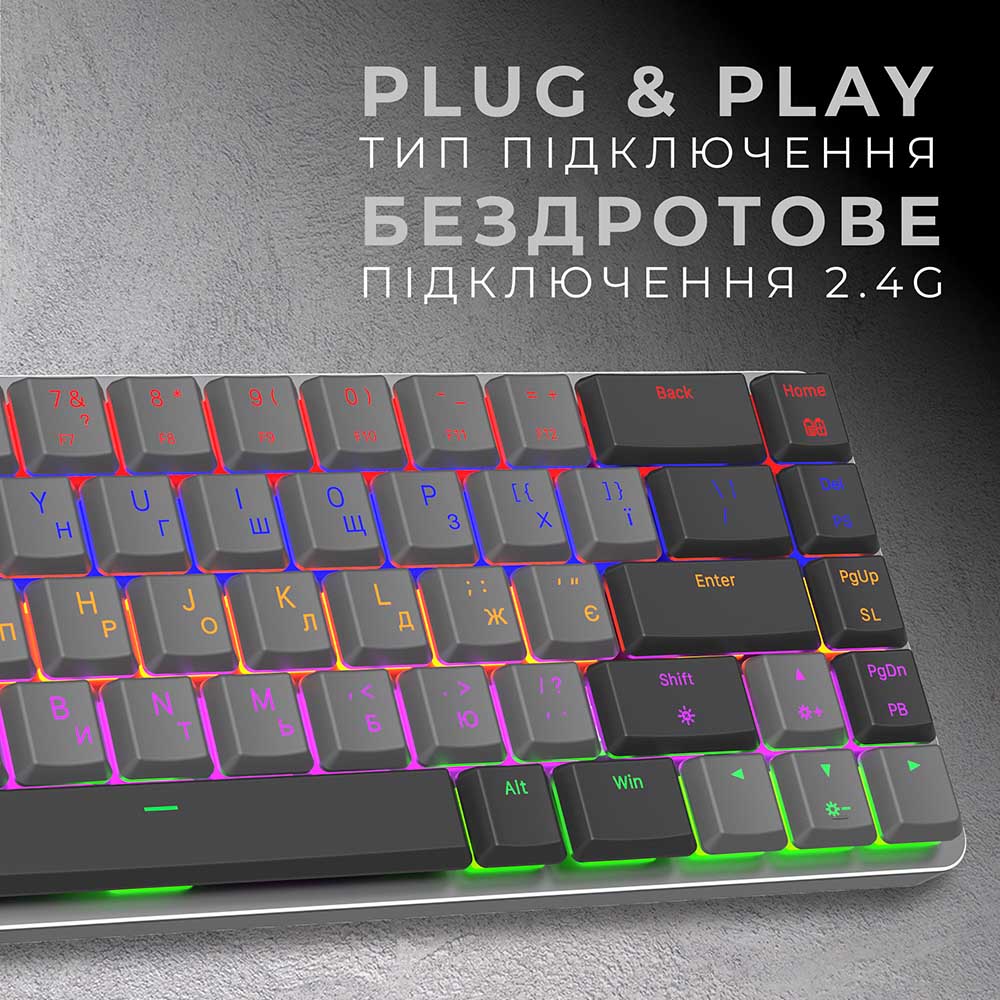 Внешний вид Клавиатура GAMEPRO MK122R Red Swich Low Profile Wireless Dark Gray (MK122R)