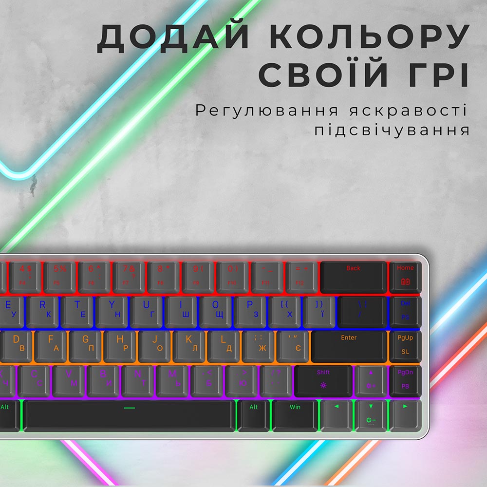 В Украине Клавиатура GAMEPRO MK122R Red Swich Low Profile Wireless Dark Gray (MK122R)