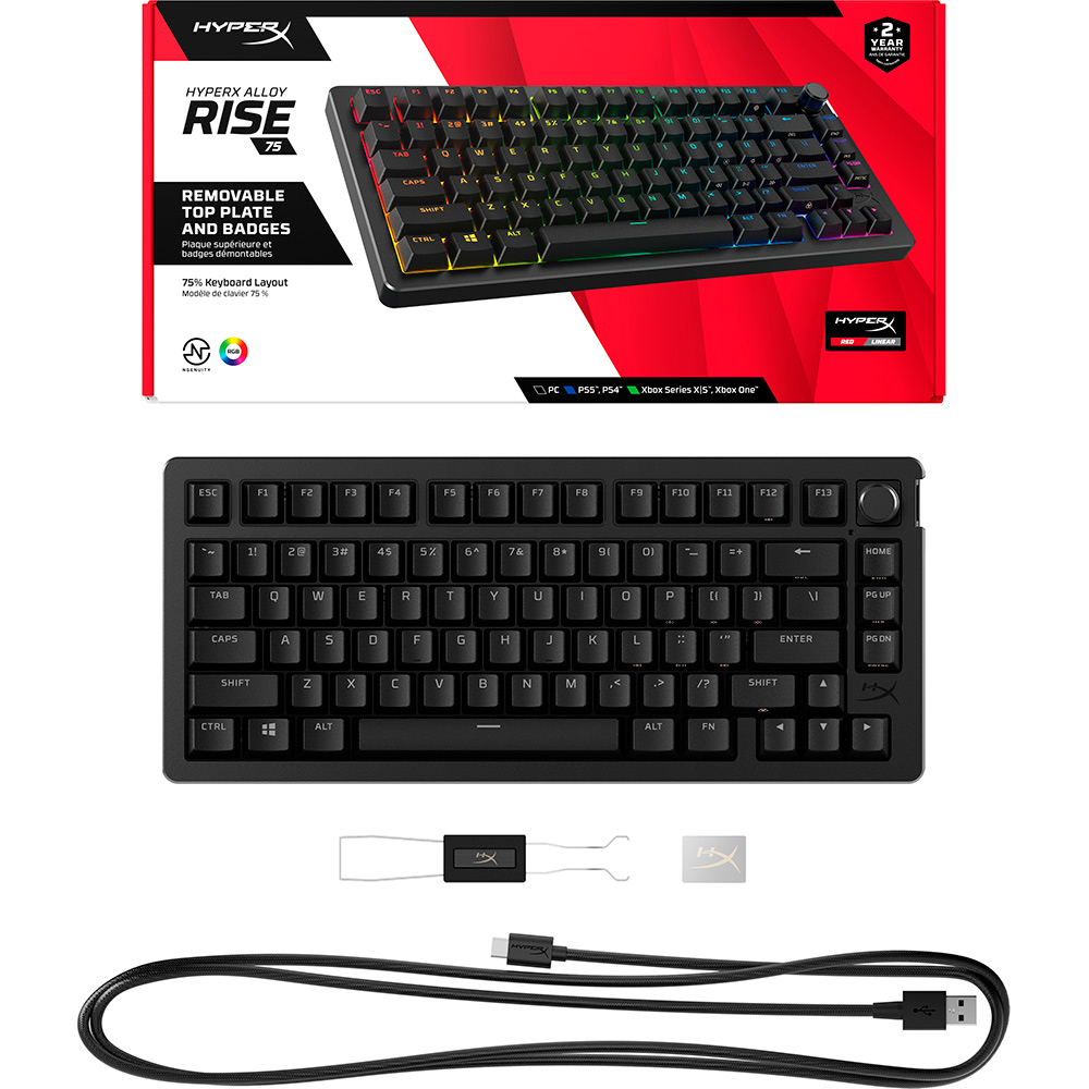 Внешний вид Клавиатура HyperX Alloy Rise 75 PBT HX Red USB Black (7G7A4AA)