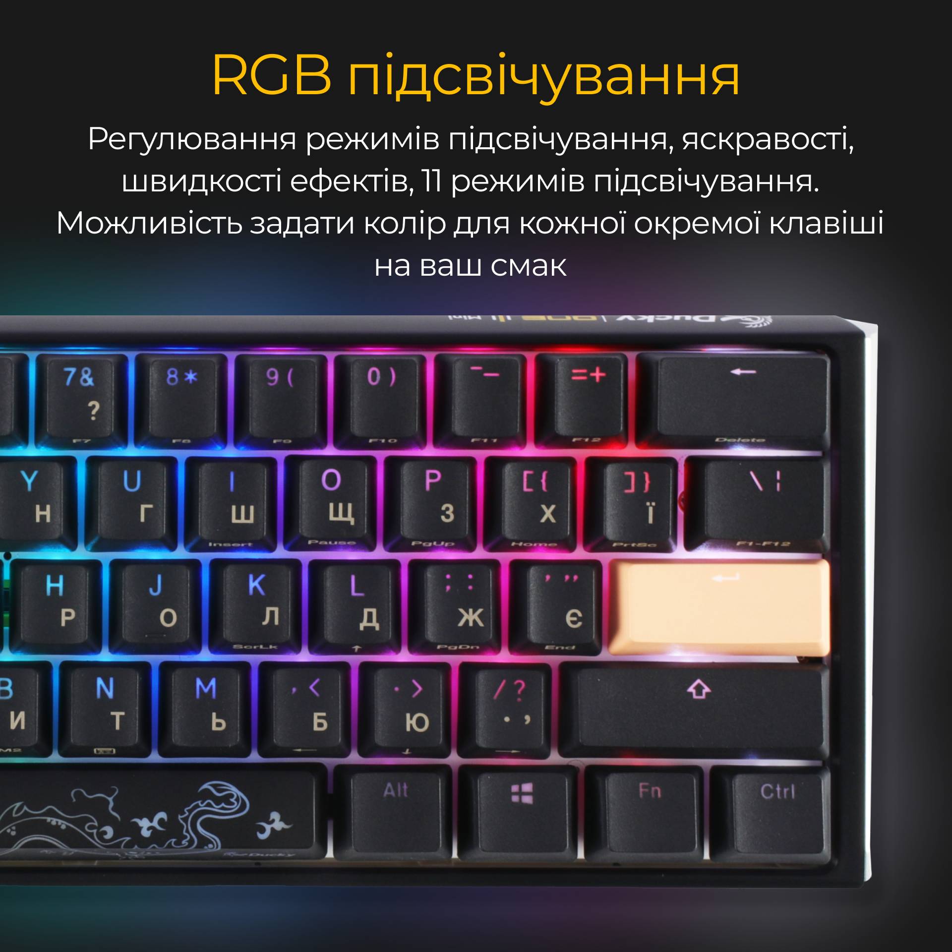 Фото 14 Клавіатура DUCKY One 3 Mini Cherry MX Red RGB Black (DKON2161ST-RUAPXCLAWSC1)