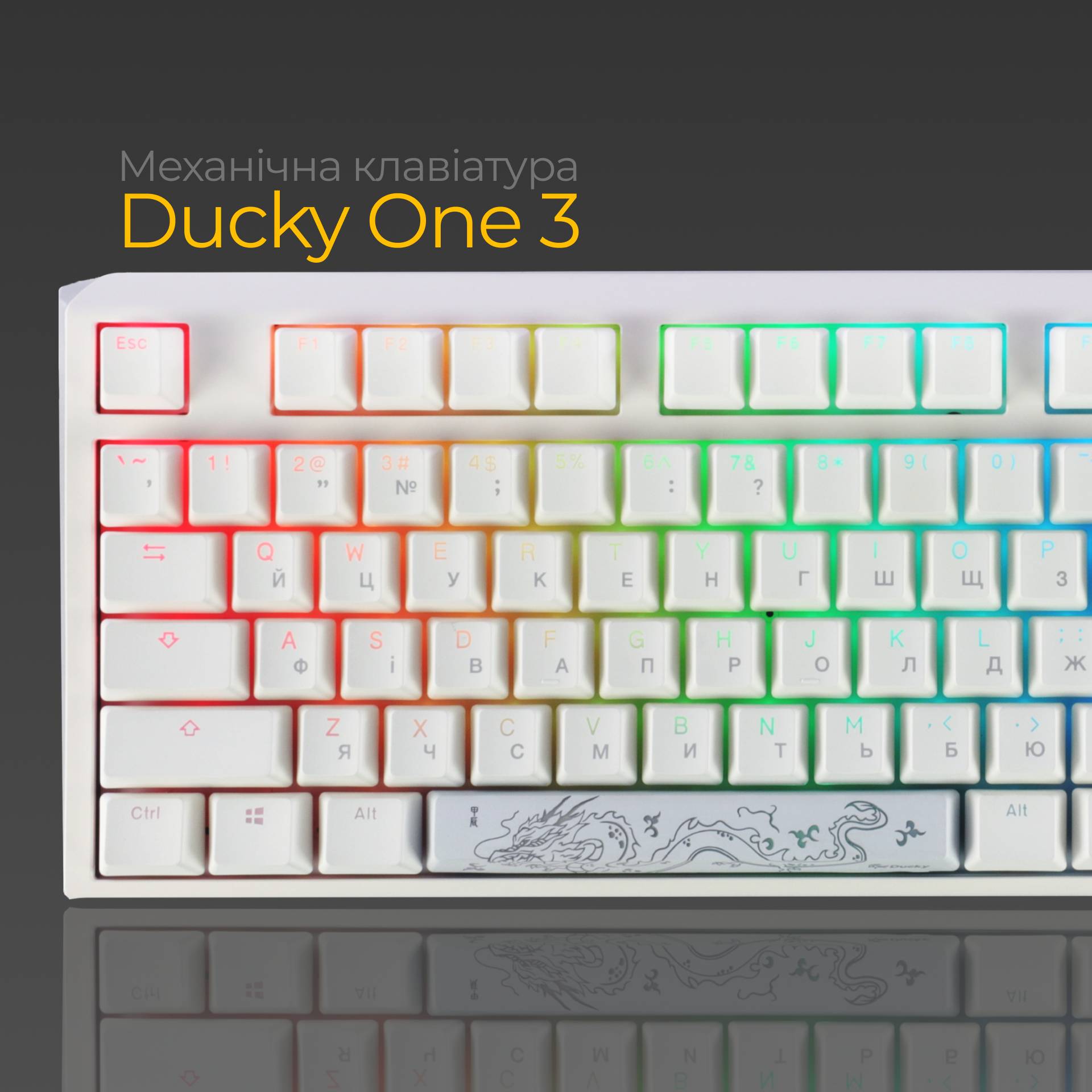 Огляд Клавіатура DUCKY One 3 Cherry MX Blue RGB White (DKON2108ST-CUAPXPWWWSC1)