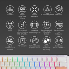 Клавиатура DUCKY One 3 Mini Cherry MX Silent Red RGB White (DKON2161ST-SUAPXPWWWSC1) Клавиатура DUCKY One 3 Mini Cherry MX Silent Red RGB White (DKON2161ST-SUAPXPWWWSC1)