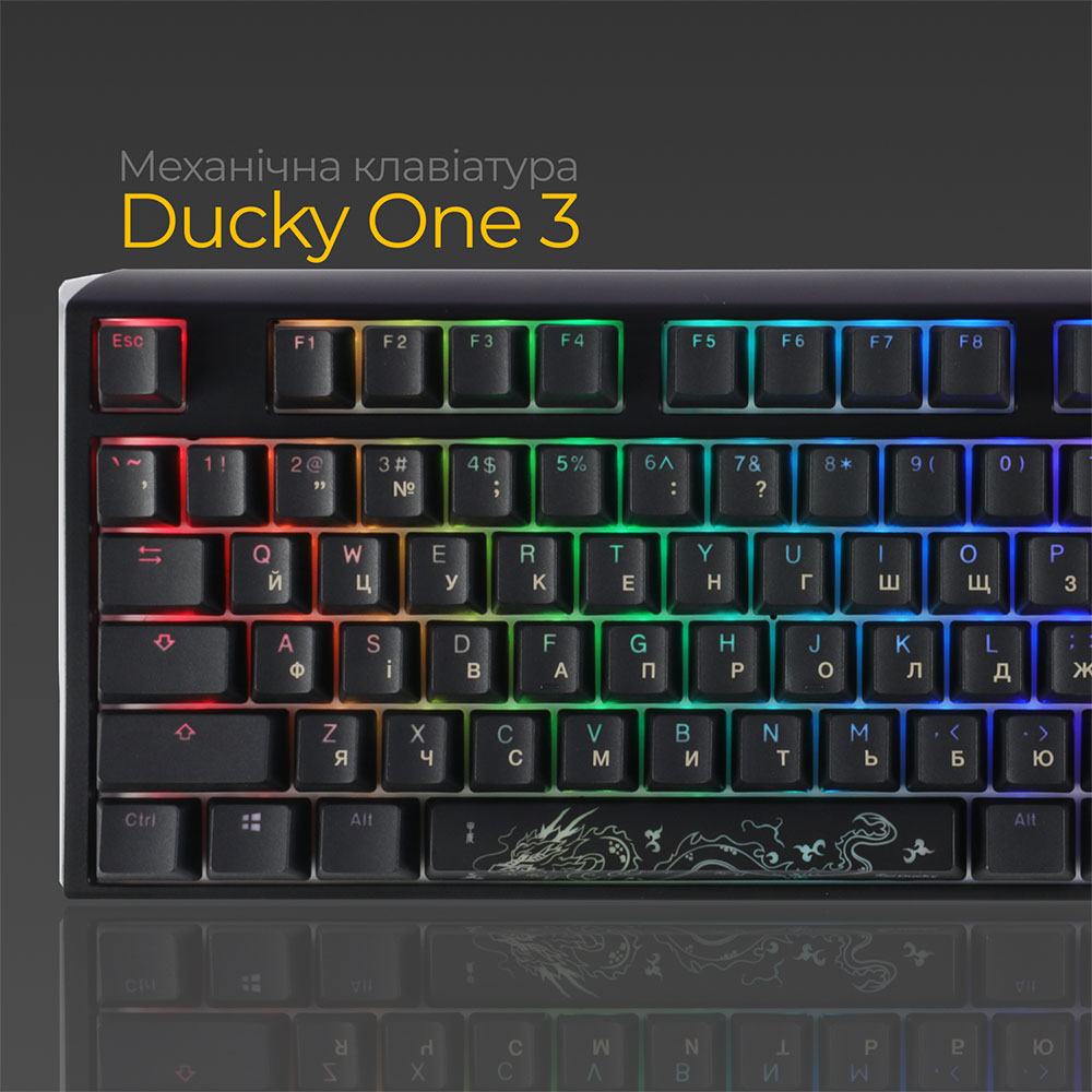 Клавиатура DUCKY One 3 TKL Cherry MX Silent Red RGB Black UA (DKON2187ST-SUAPXCLAWSC1) Конструкция механическая