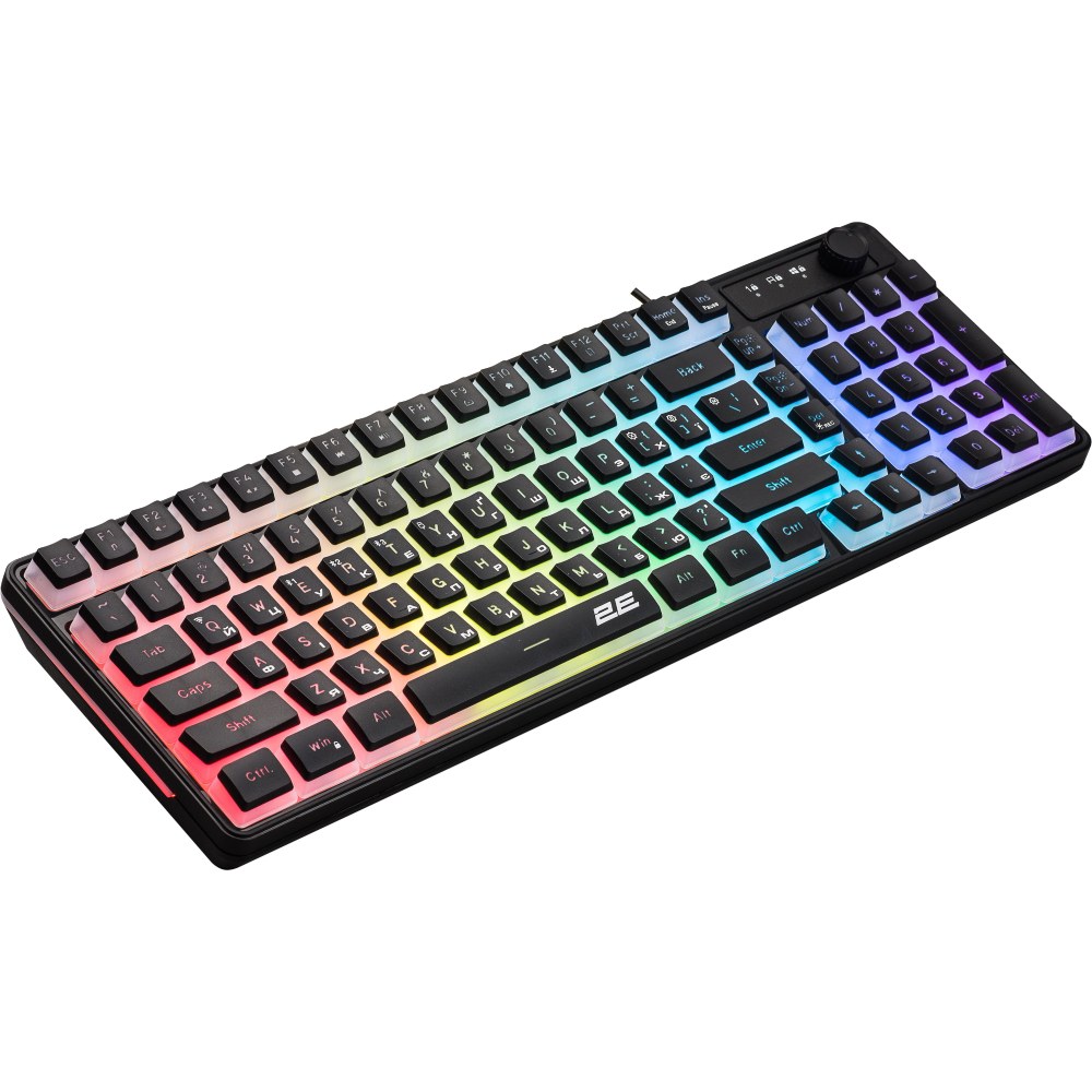 Ігрова клавіатура 2E GAMING KG390 USB-A/WL/BT EN/UA RGB Black (2E-KG390UBK-WL) Конструкція мембранна