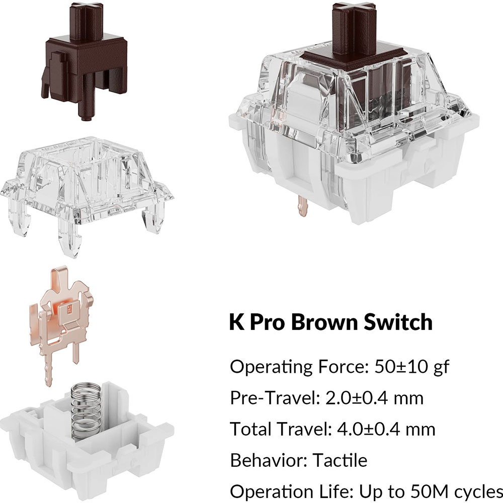 Клавіатура Keychron C1 Pro 87 Key RGB Hot-Swap K Pro Brown Switch Black (C1PM3_KEYCHRON) Підключення дротове