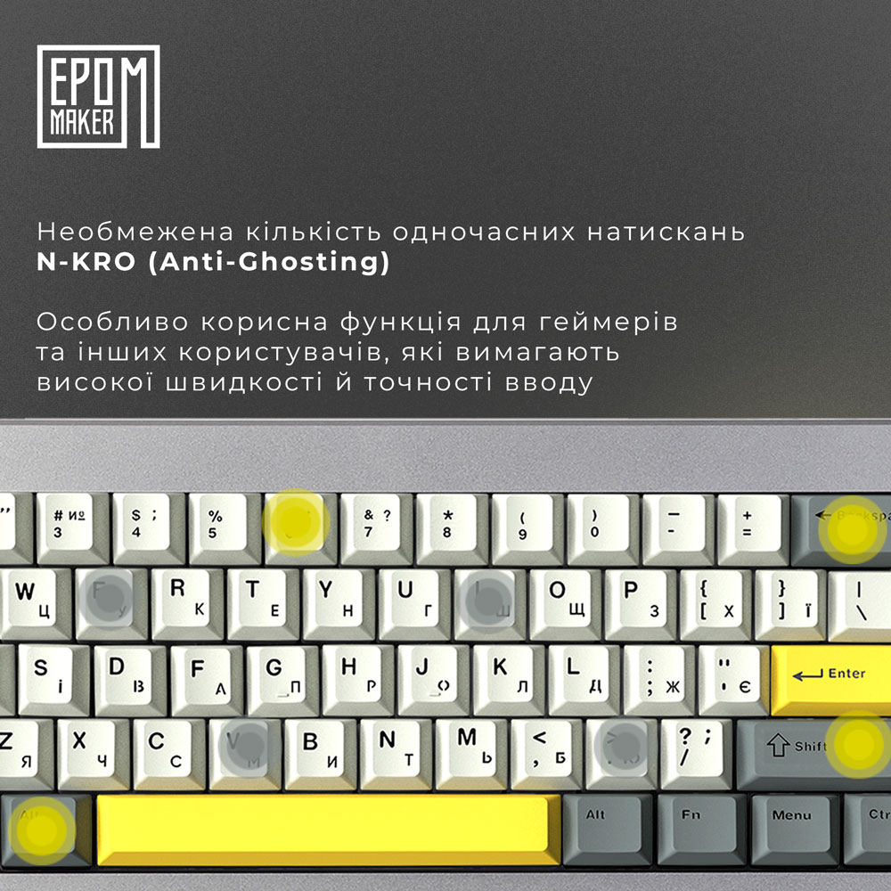 Клавіатура EPOMAKER Shadow-X Silver (SHX-B-F) Клас ігрова