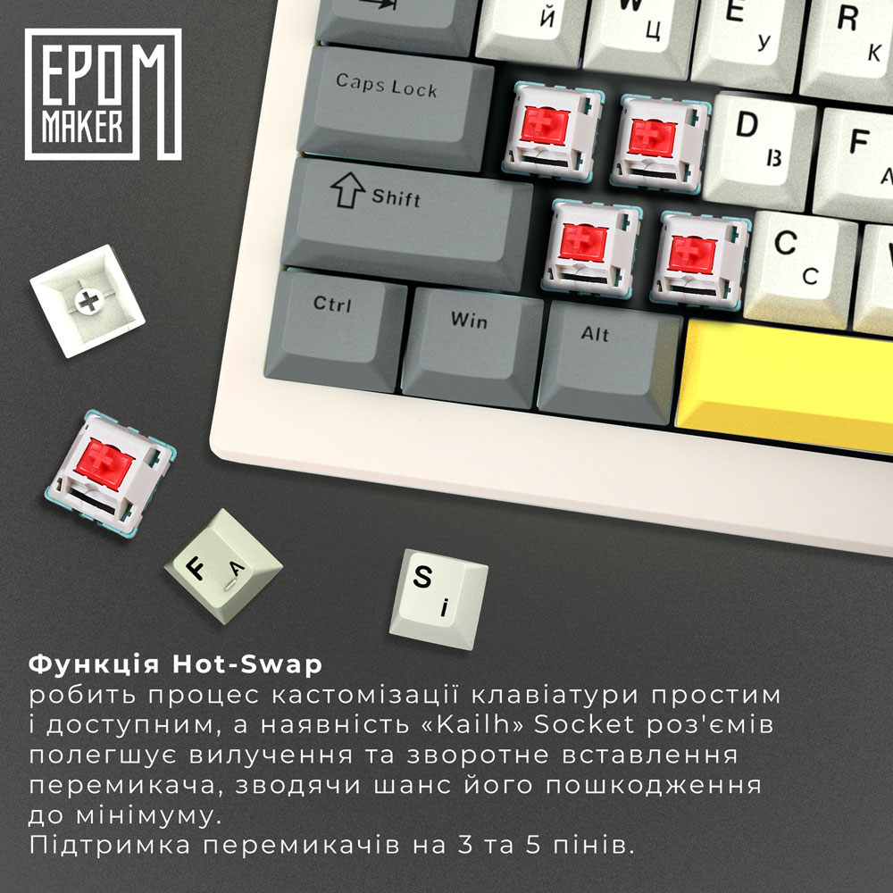 В Украине Клавиатура EPOMAKER Shadow-X White (SHX-W-M)