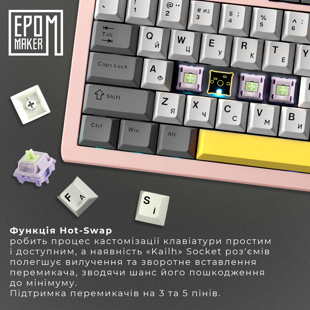 В Україні Клавіатура EPOMAKER Shadow-S TKL Pink (SHS-P-WL)