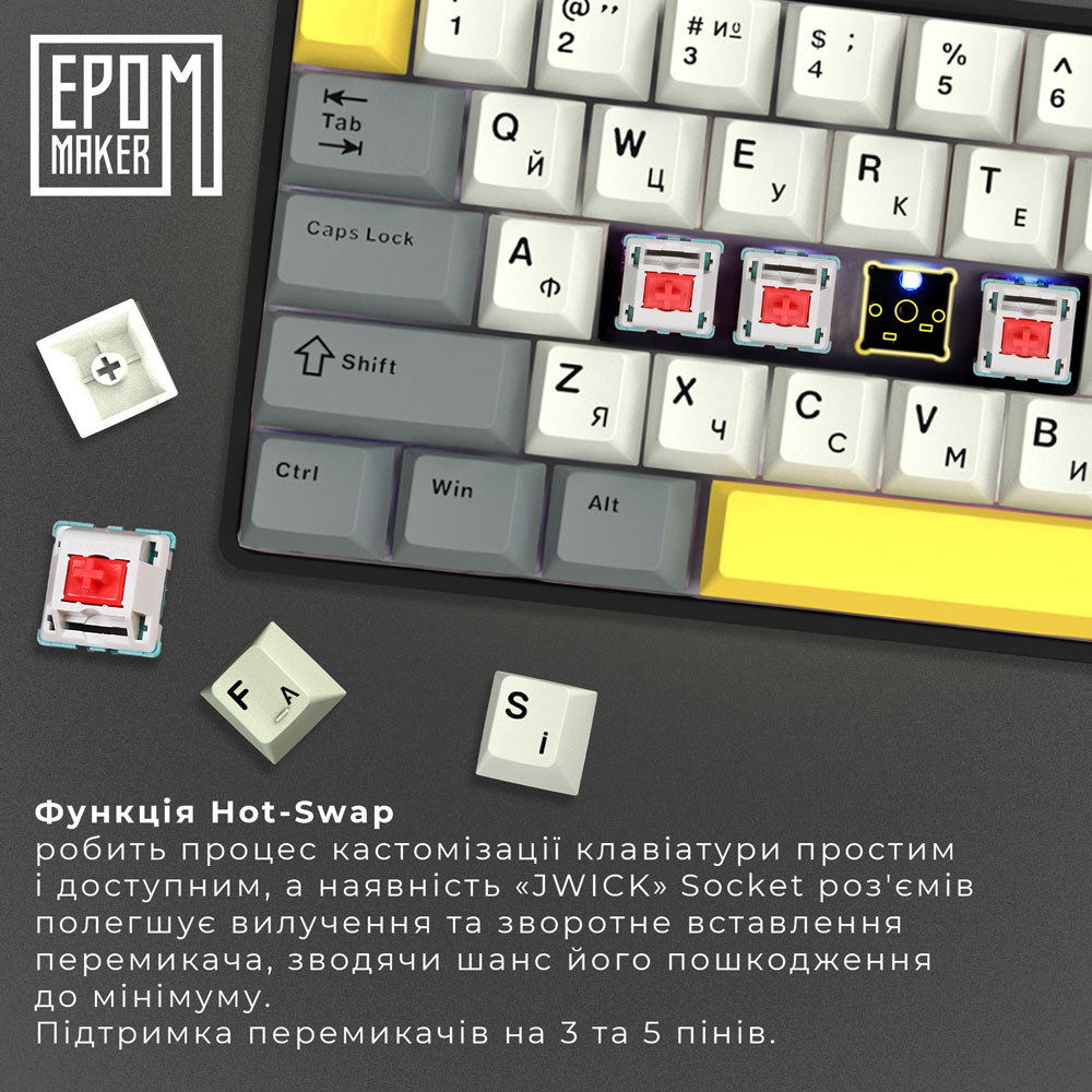 В Украине Клавиатура EPOMAKER EP64 Black (EP64-B-M)