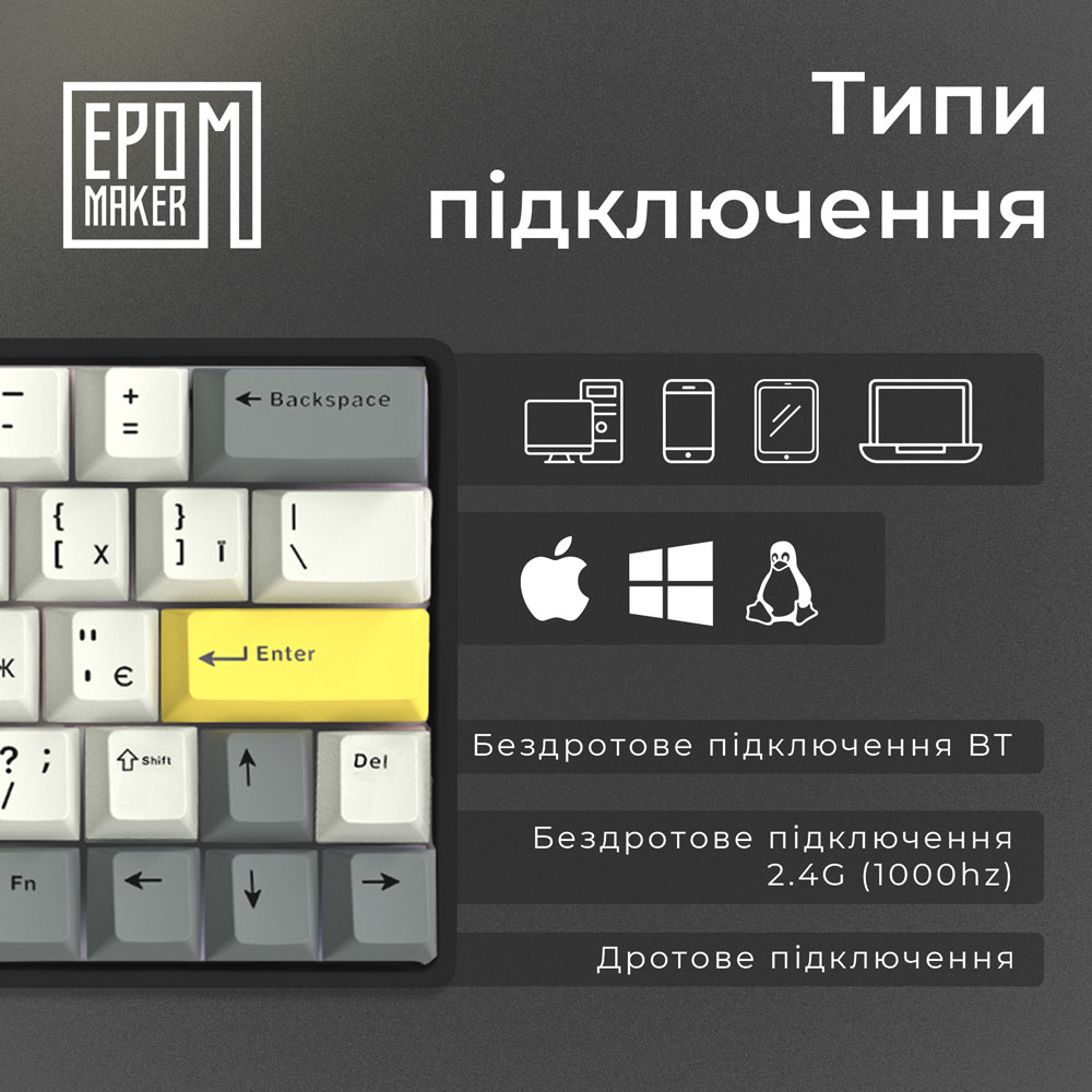 Заказать Клавиатура EPOMAKER EP64 Black (EP64-B-M)