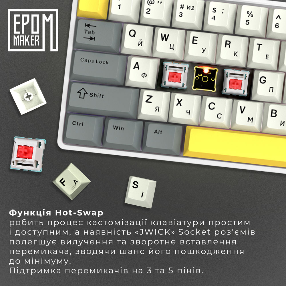 В Україні Клавіатура EPOMAKER EP64 White (EP64-W-M)