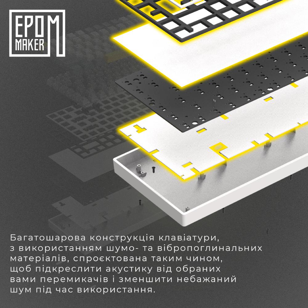 В интернет магазине Клавиатура EPOMAKER EP84 Plus 75% Wisteria Linear Switch Hot-Swap RGB White UA (EP84-W-WL)