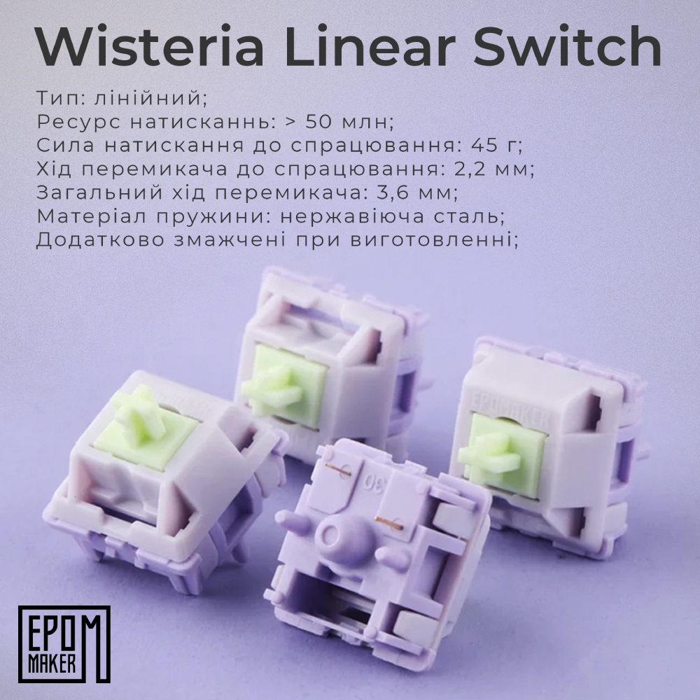 Фото 14 Клавіатура EPOMAKER EP84 Plus 75% Wisteria Linear Switch Hot-Swap RGB White UA (EP84-W-WL)