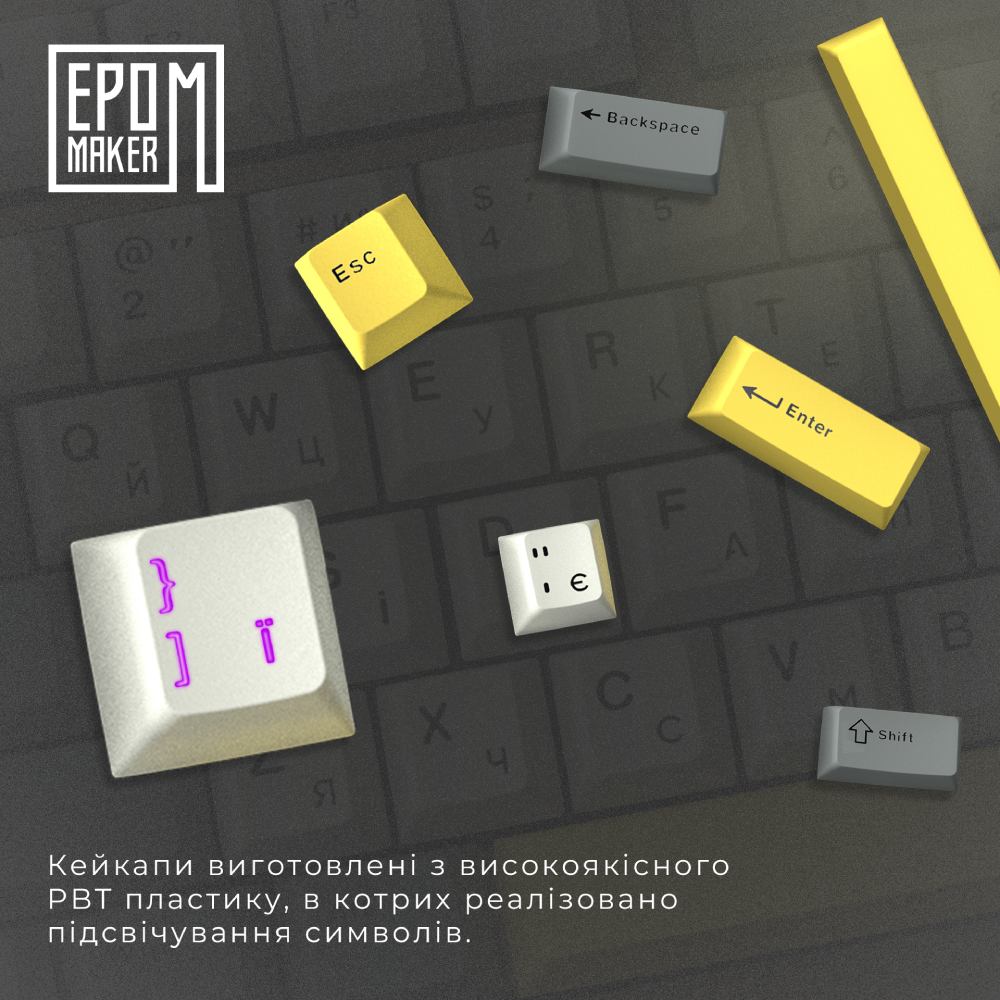 Огляд Клавіатура EPOMAKER EP84 Plus 75% Wisteria Linear Switch Hot-Swap RGB White UA (EP84-W-WL)