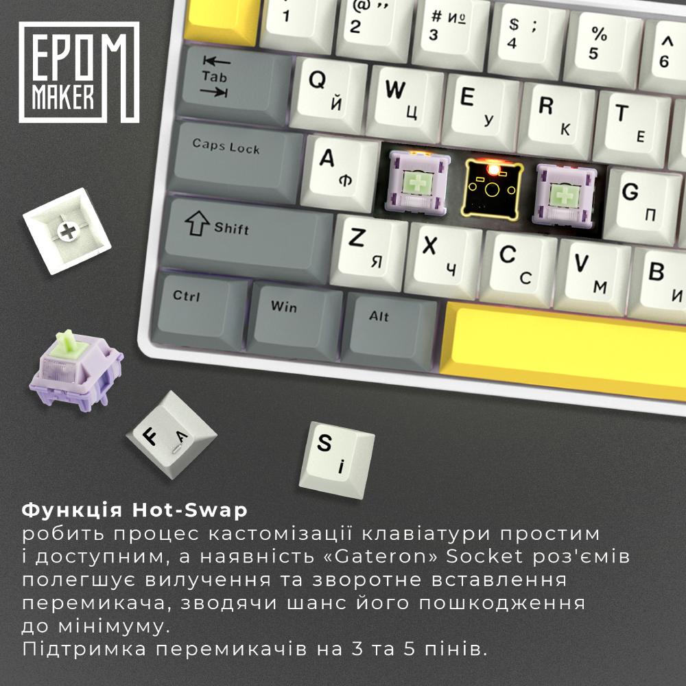 Покупка Клавіатура EPOMAKER EP84 Plus 75% Wisteria Linear Switch Hot-Swap RGB White UA (EP84-W-WL)