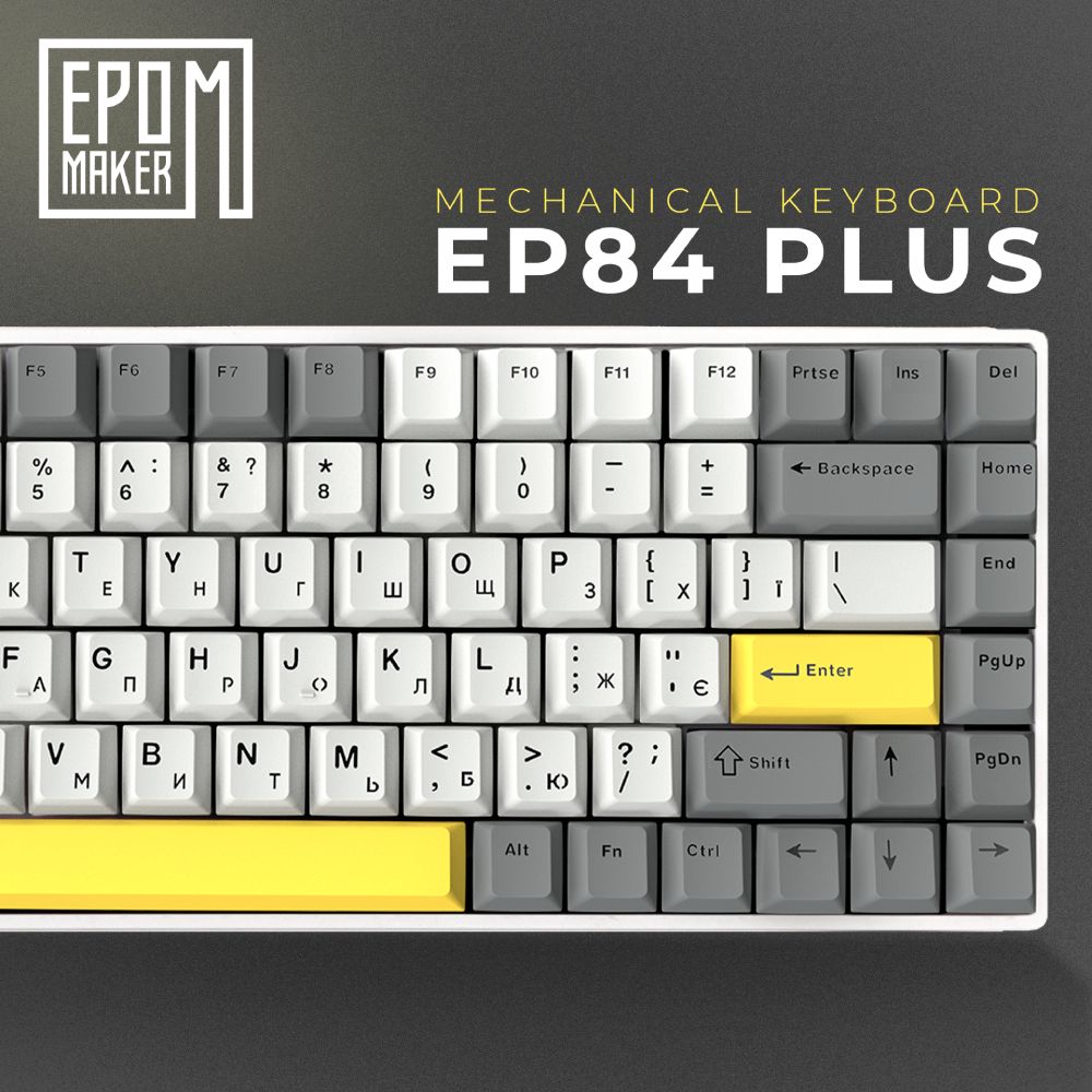 Клавиатура EPOMAKER EP84 Plus 75% Wisteria Linear Switch Hot-Swap RGB White UA (EP84-W-WL) Конструкция механическая