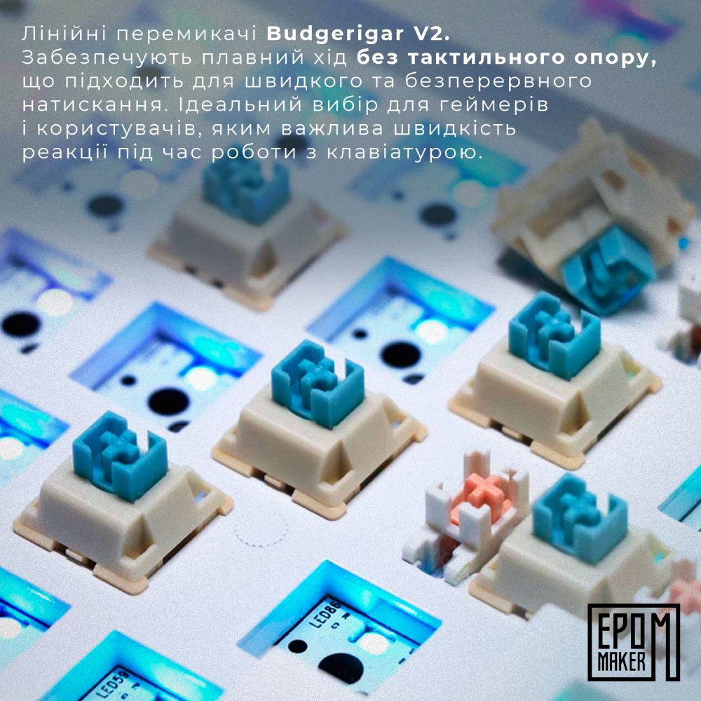 В Фокстрот Клавиатура EPOMAKER EK68 65% Budgerigar V2 Switch Hot-Swap RGB Black UA (EK68-B-BV2)