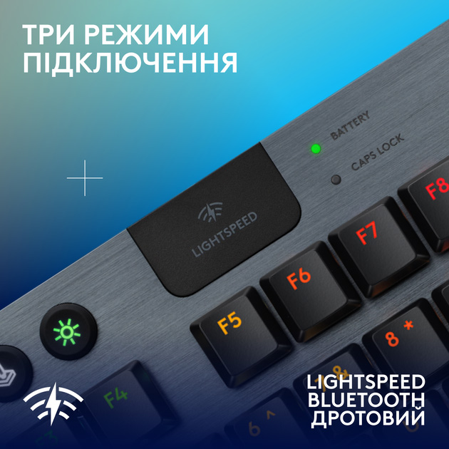 Клавіатура LOGITECH G915 X Lightspeed TKL Wireless Gaming Black (L920-012721) Підключення комбіноване