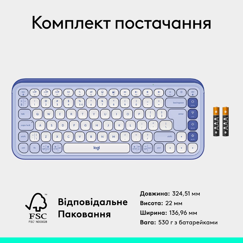 Изображение Клавиатура LOGITECH POP ICON KEYS Lilac (L920-013074)