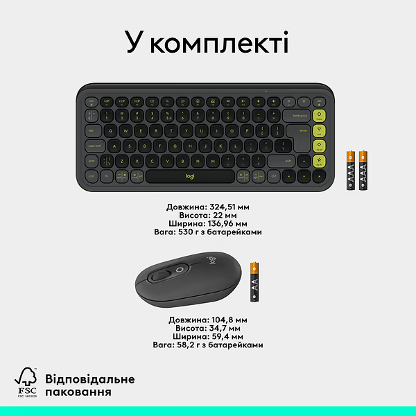 Комплект LOGITECH POP ICON COMBO Graphite (L920-013156) Подключение беспроводное