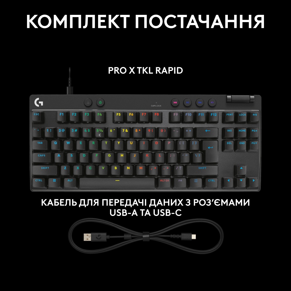 Зображення Клавіатура LOGITECH G PRO X TKL RAPID Black (920-013233)