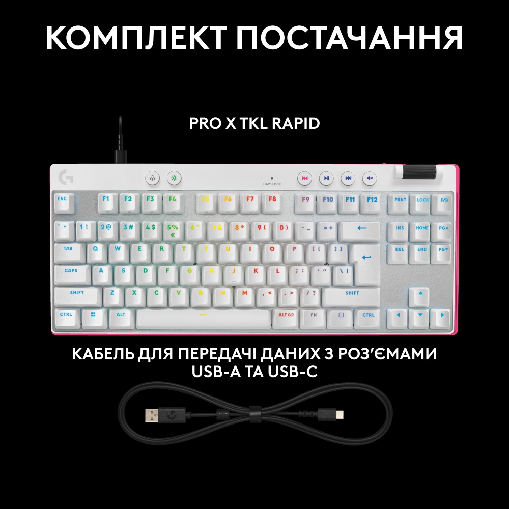 Зображення Клавіатура LOGITECH G PRO X TKL RAPID White (920-013242)