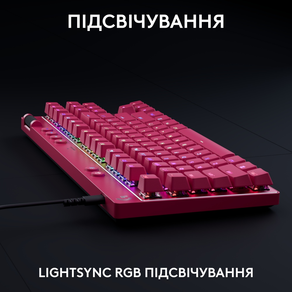 Зовнішній вигляд Клавіатура LOGITECH G PRO X TKL RAPID MAGENTA (920-013253)