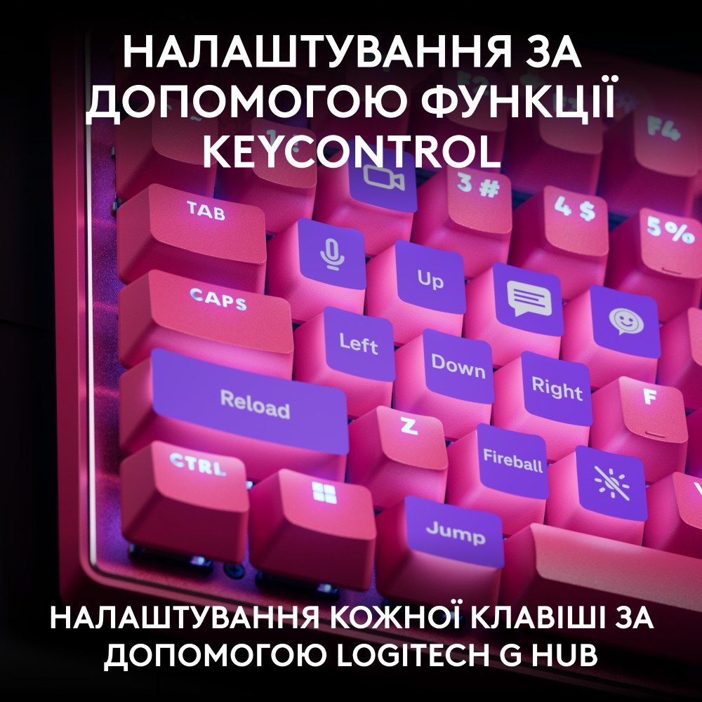 Клавіатура LOGITECH G PRO X TKL RAPID MAGENTA (920-013253) Підключення бездротове