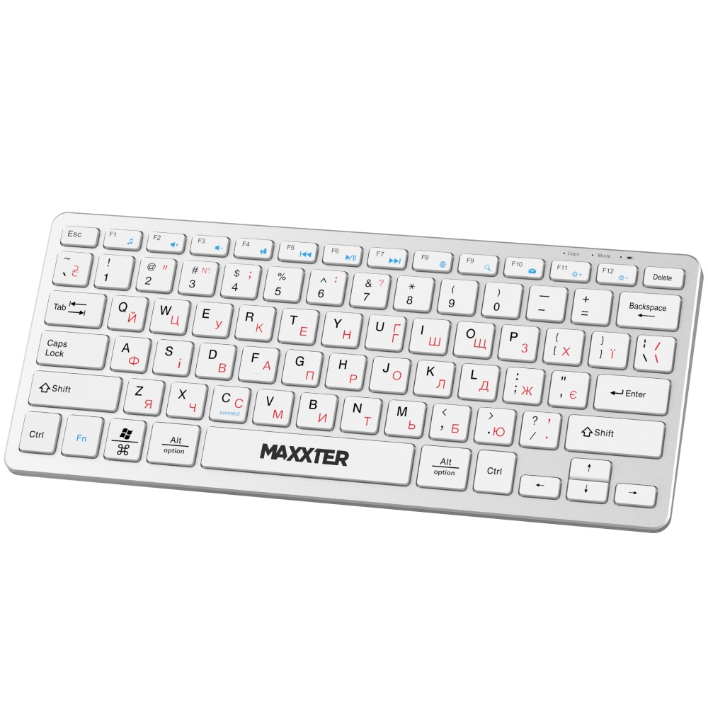 Клавіатура MAXXTER KBW-C01S-UA Додатково USB-кабель Type-C (у комплекті); 78 клавіш; ОС: Windows 10/11 та нижче, Mac OS; час роботи: до 70 годин; час заряджання: 2 години