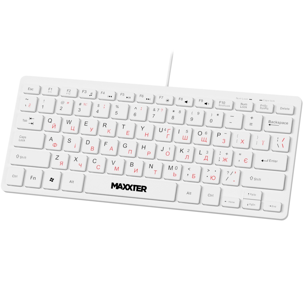 Клавиатура MAXXTER KBM-C01W-UA Дополнительно ОС: Windows 10/11 и ниже, Mac OS; 78 клавиш; противоскользящие резиновые накладки