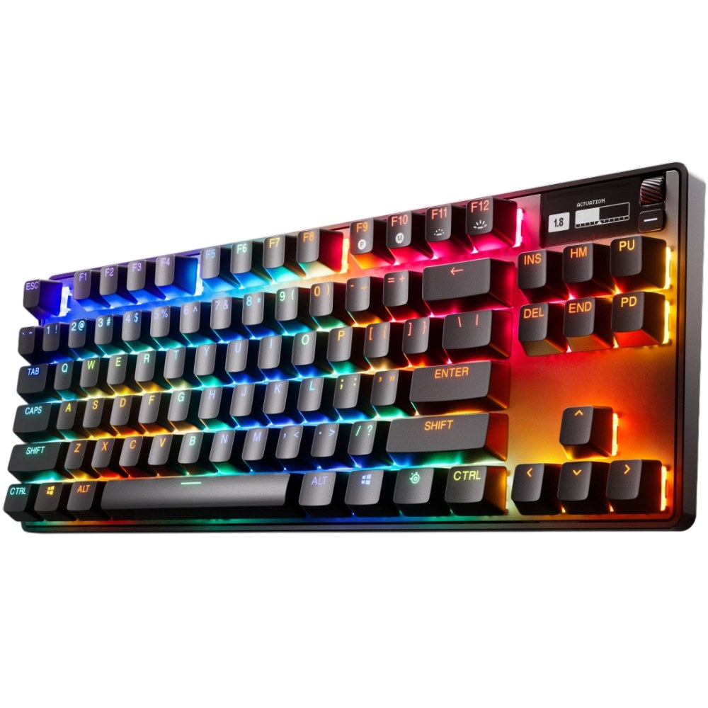 Клавиатура STEELSERIES Apex Pro TKL WL Gen 3 UA (64871) Дополнительно киберспортивная клавиатура Tenkeyless с регулируемыми переключателями; бесконечно настраиваемая, неограниченная скорость; время работы батареи: 37,5 часов (беспроводное соединение)/45 часов (Bluetooth)