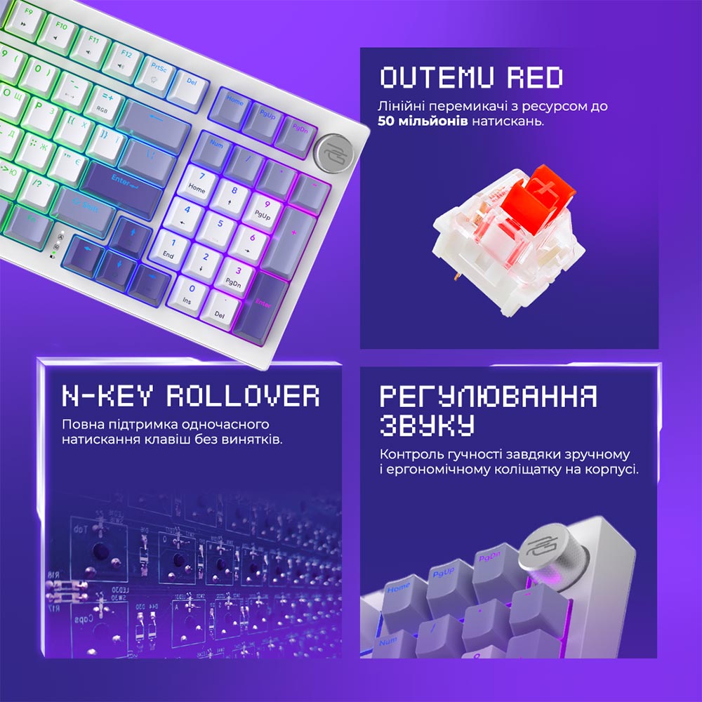 В интернет магазине Клавиатура PROOVE Gaming Slicker Ukraine Layout White (WKSL00022402)