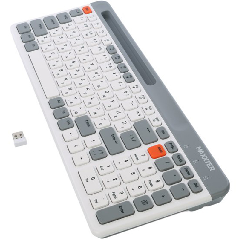 Клавіатура MAXXTER Wireless White/Grey (KBW-02G-UA) Конструкція мембранна