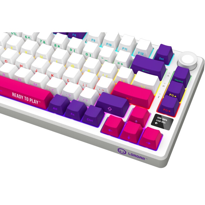 Фото Клавіатура LORGAR KBP7075W Wireless Gaming Mechanical Pro White (LRG-KBP7075W-WH-US)