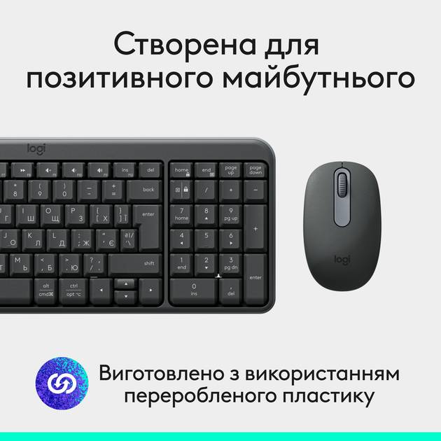 Зовнішній вигляд Комплект LOGITECH MK250 Wireless Combo GRAPHITE UKR (920-013823)