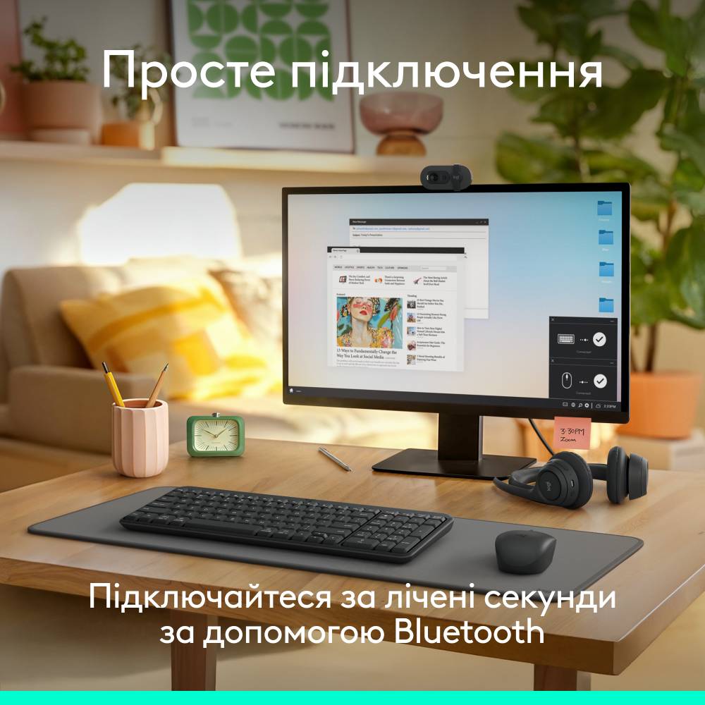 Комплект LOGITECH MK250 Wireless Combo GRAPHITE UKR (920-013823) Комплектація Бездротова клавіатура, Бездротова миша, Дві батарейки ААА, Батарейка АА, Документація користувача