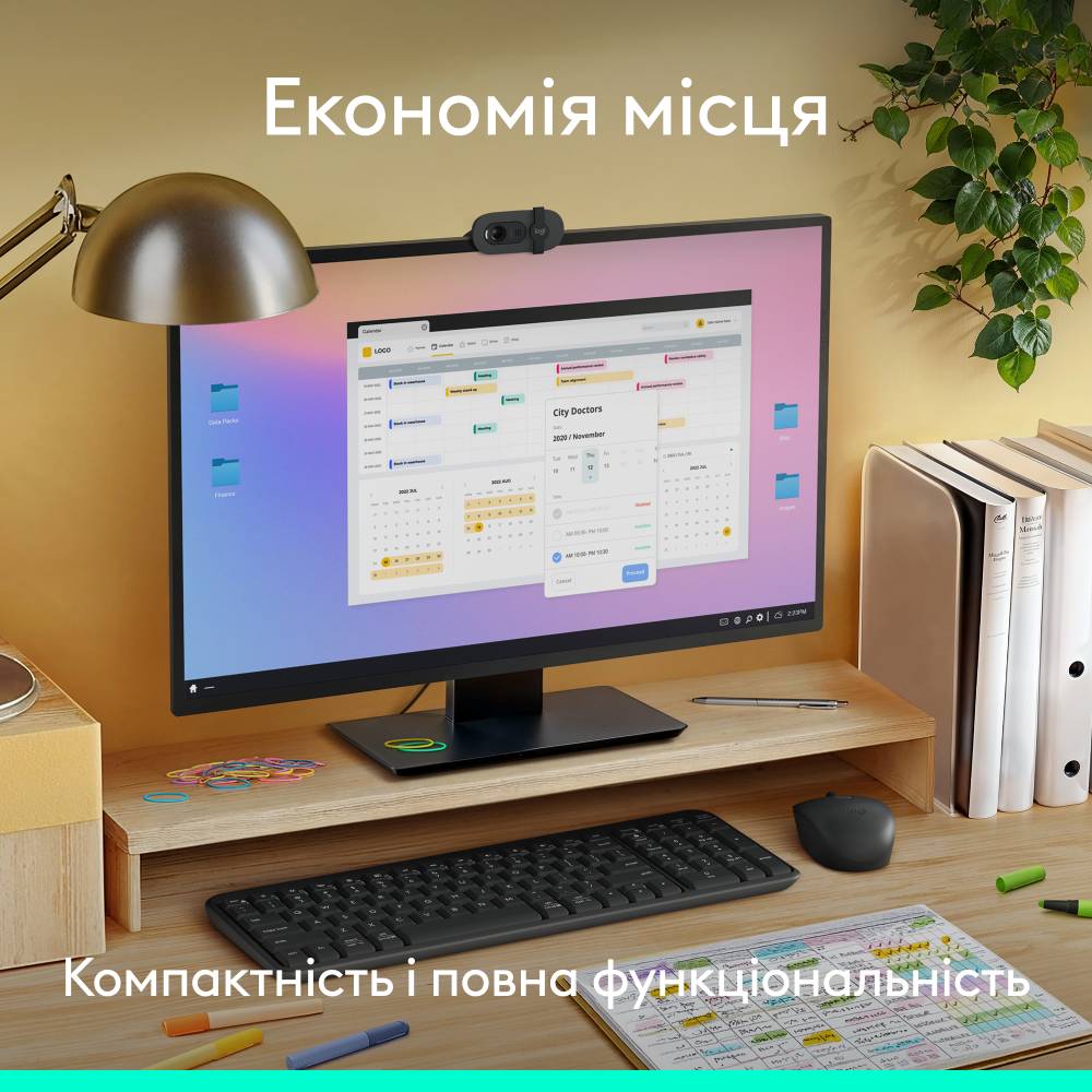 Комплект LOGITECH MK250 Wireless Combo GRAPHITE UKR (920-013823) Конструкція мембранна