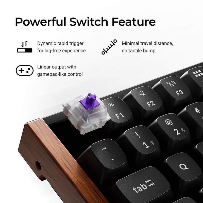 Фото Клавіатура KEYCHRON K2HE Gateron Double-Rail Magnetic Nebula QMK RGB Black (K2H-F1-UA)