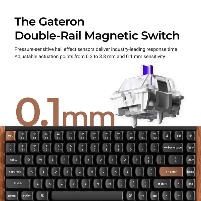 Зовнішній вигляд Клавіатура KEYCHRON K2HE Gateron Double-Rail Magnetic Nebula QMK RGB Black (K2H-F1-UA)