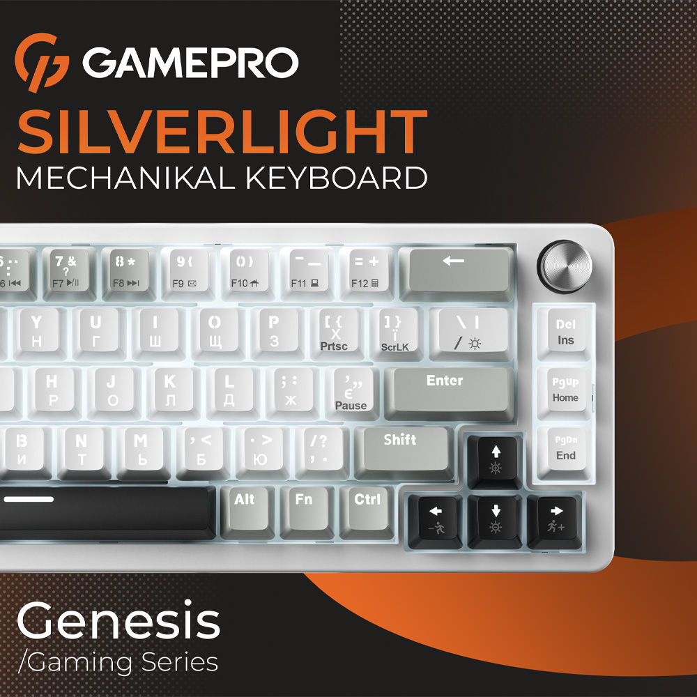 Клавіатура GAMEPRO Genesis Silverlight White (MK116) Підключення дротове