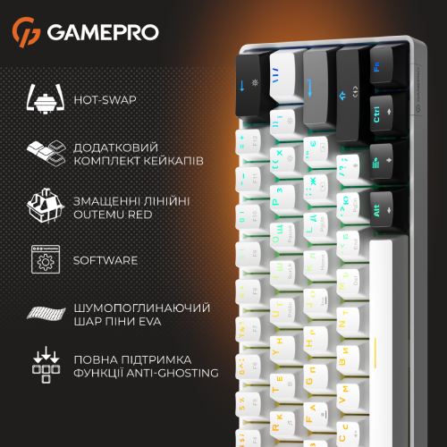 Замовити Клавіатура GAMEPRO Genesis Infinity outem swithes Black/White (MK130BW)
