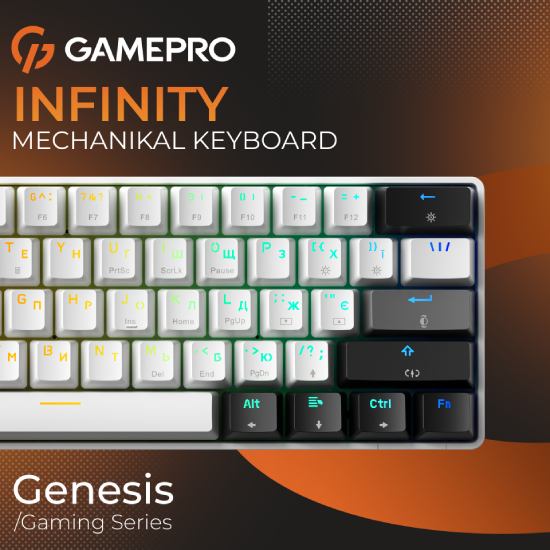 Клавіатура GAMEPRO Genesis Infinity outem swithes Black/White (MK130BW) Підключення дротове