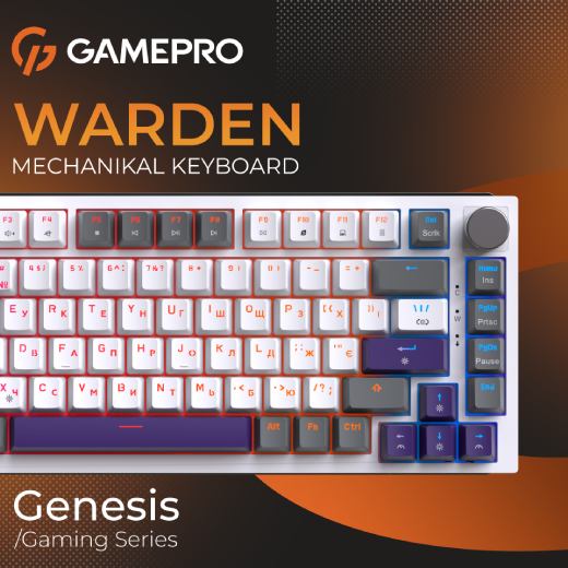 Фото 14 Клавіатура GAMEPRO Genesis Warden outemu swithes Gray/White (MK160P)
