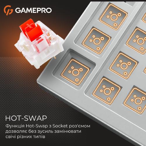 Зображення Клавіатура GAMEPRO Genesis Warden outemu swithes Gray/White (MK160P)