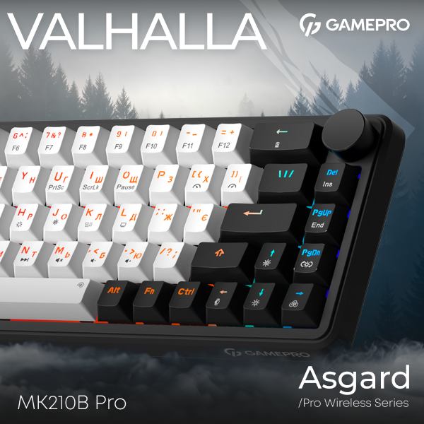 Зображення Клавіатура GAMEPRO Asgard Valhalla 65% RGB Black/White (MK210B Pro)