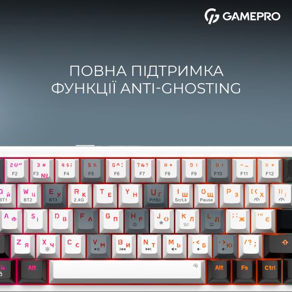 Фото Клавіатура GAMEPRO Asgard Valhalla 65% RGB White/Black (MK210W Pro)
