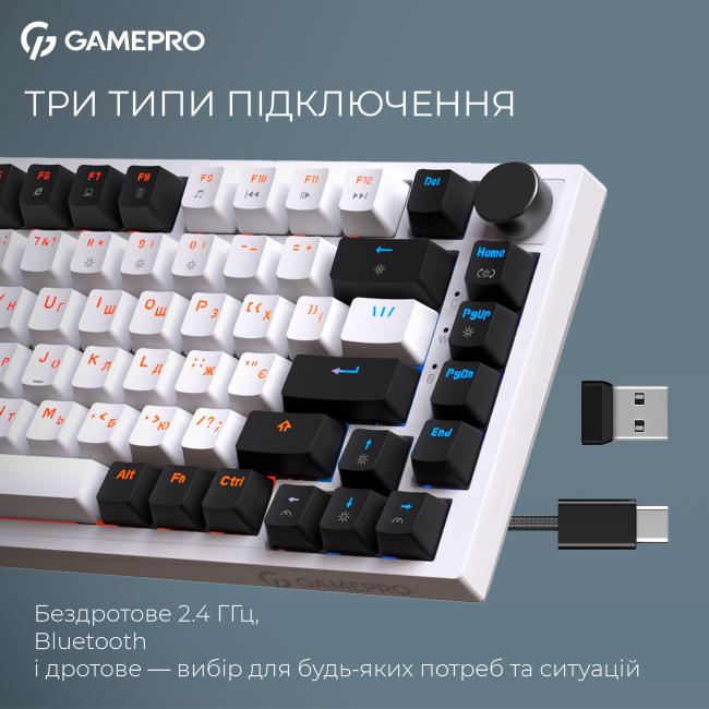 Фото 14 Клавіатура GAMEPRO Asgard Valhalla 75% RGB White/Black (MK160W Pro)