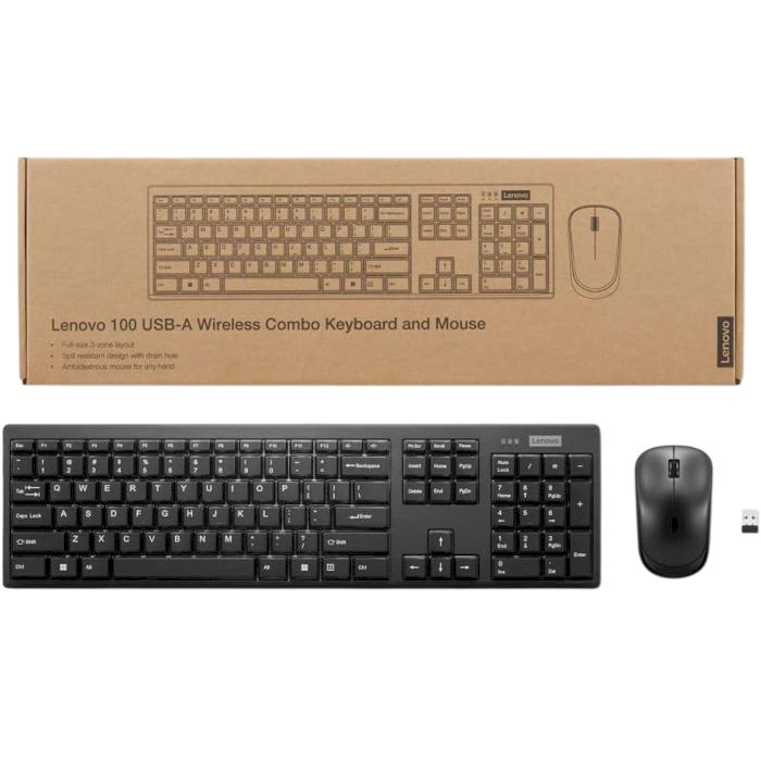 Комплект LENOVO 100 Wireless Combo Black (GX31Q28916) Конструкція мембранна