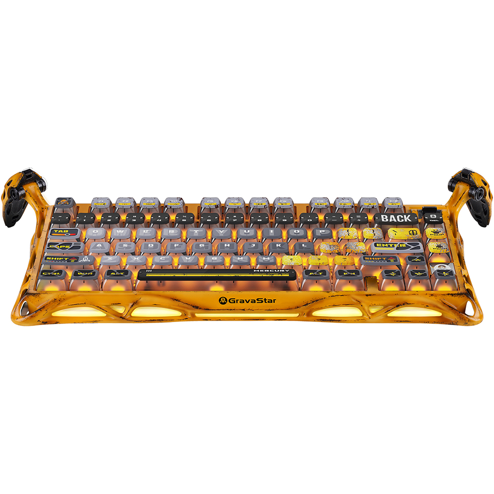 Клавиатура GRAVASTAR Mercury K1 Pro Yellow (GSK1PRO_YLW) Комплектация  Клавиатура, USB‑приёмник, кабель USB Type‑C — USB Type‑A, USB‑кабель, документация, пуллер для снятия клавиш, сменные PBT‑колпачки, щётка, салфетка