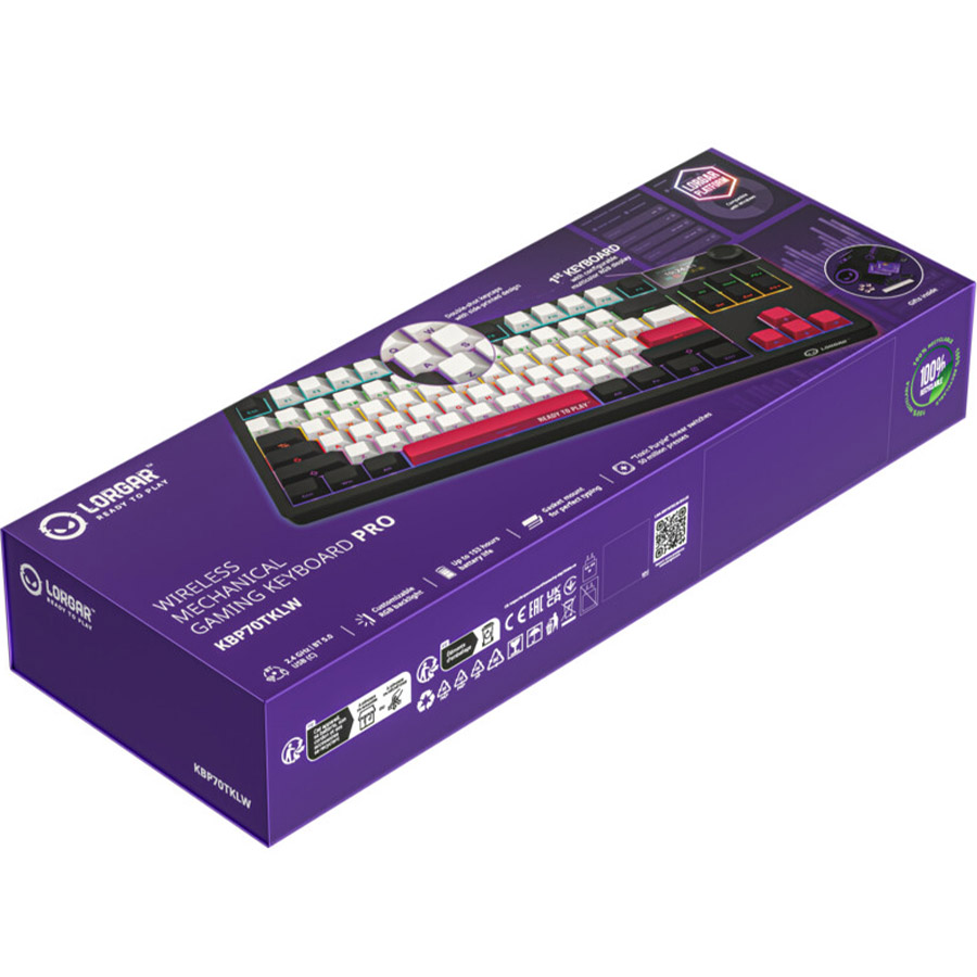 В Фокстрот Клавиатура LORGAR KBP70TKLW Wireless TKL Mechanical Pro Black-Red (LRG-KBP70TKLW-BK-US)